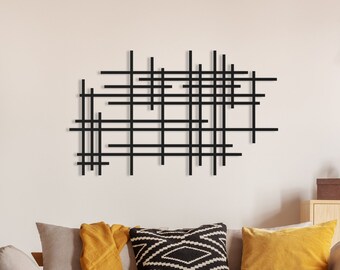 Abstract Line Metal Wall Art: Geometric Sculpture, Modern Decor