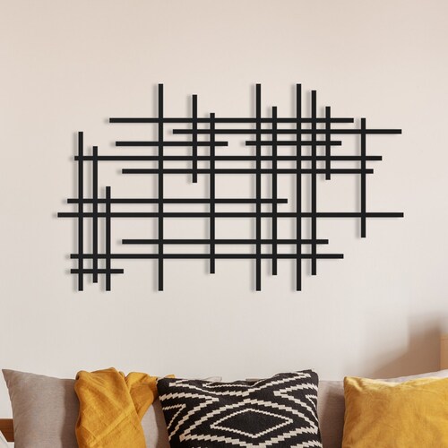 Abstract Line Metal Wall Art Minimalist Metal Wall Decor Etsy