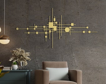 Minimalist Metal Line Art: Geometric Wall Sculpture, Modern Home Decor