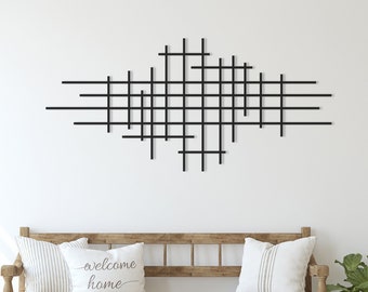 Minimalist Metal Wall Decor, Line Wall Decor, Abstract Line Metal Wall Art, Metal Sculpture, Geometric Wall Art, Black Metal Wall Art