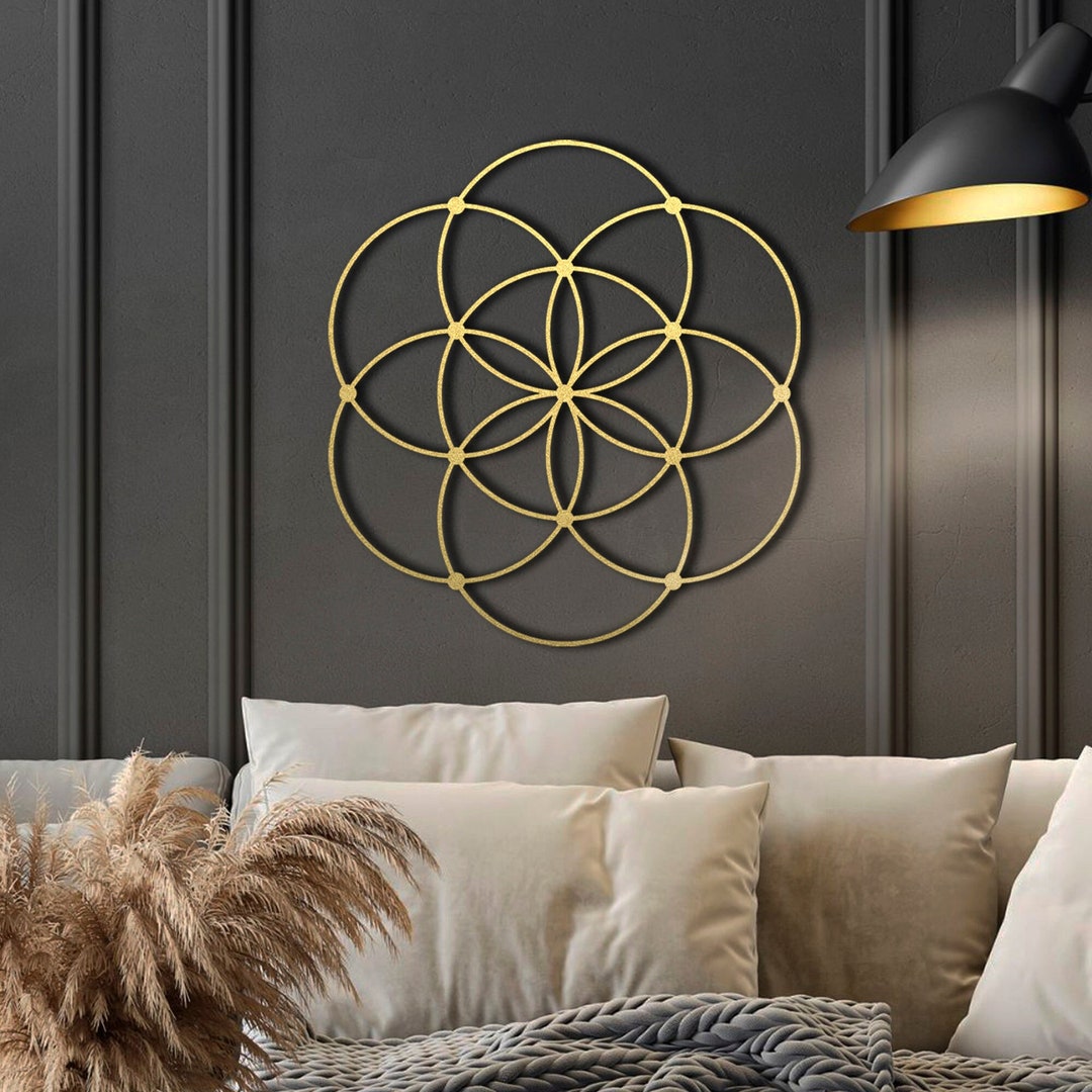 Modern Sacred Geometry Metal Wall Art - Seed of Life Sculpture for Loft ...