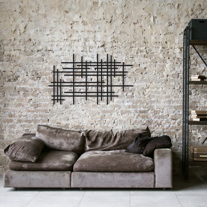 Abstract Line Metal Wall Art Minimalist Metal Wall Decor Etsy