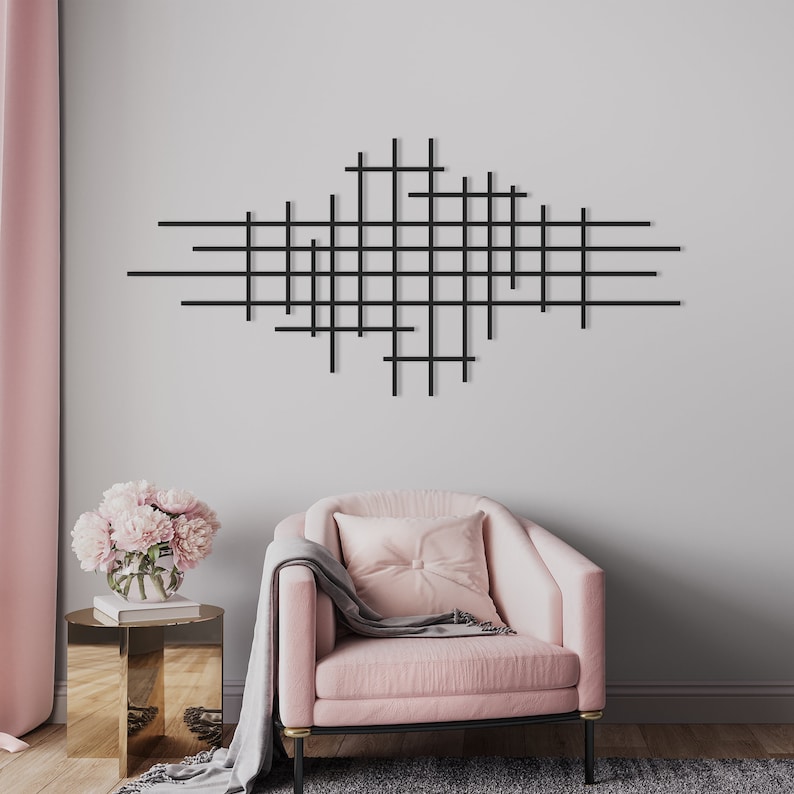 Minimalist Metal Wall Decor Line Wall Decor Abstract Line Etsy