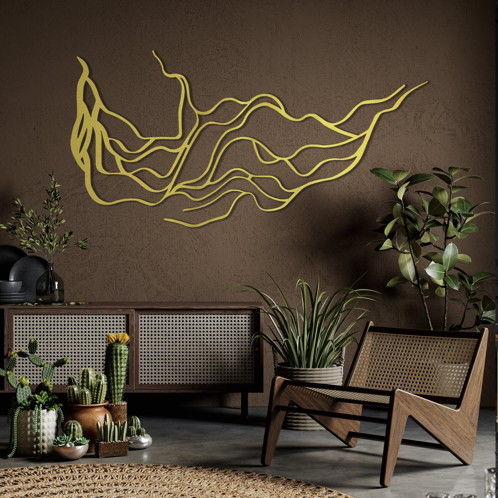 Xedatric Modern Abstract Metal Wall Art - Minimalist Line Sculpture Decor For Living Room, Bedroom, Office - View #2