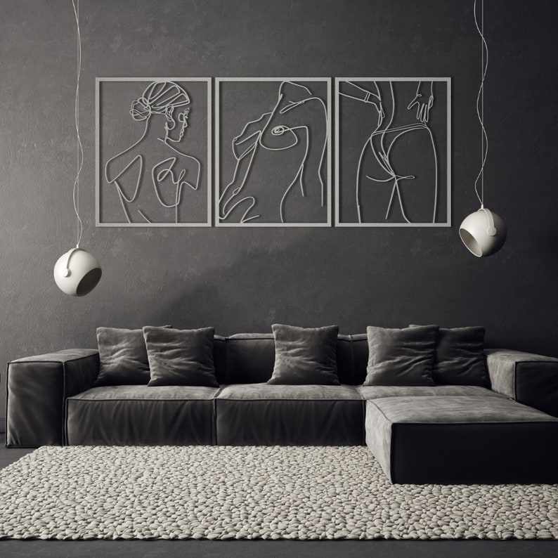 Female Body Metal Wall Art: Modern Line Art Decor, Set of 3 - Etsy