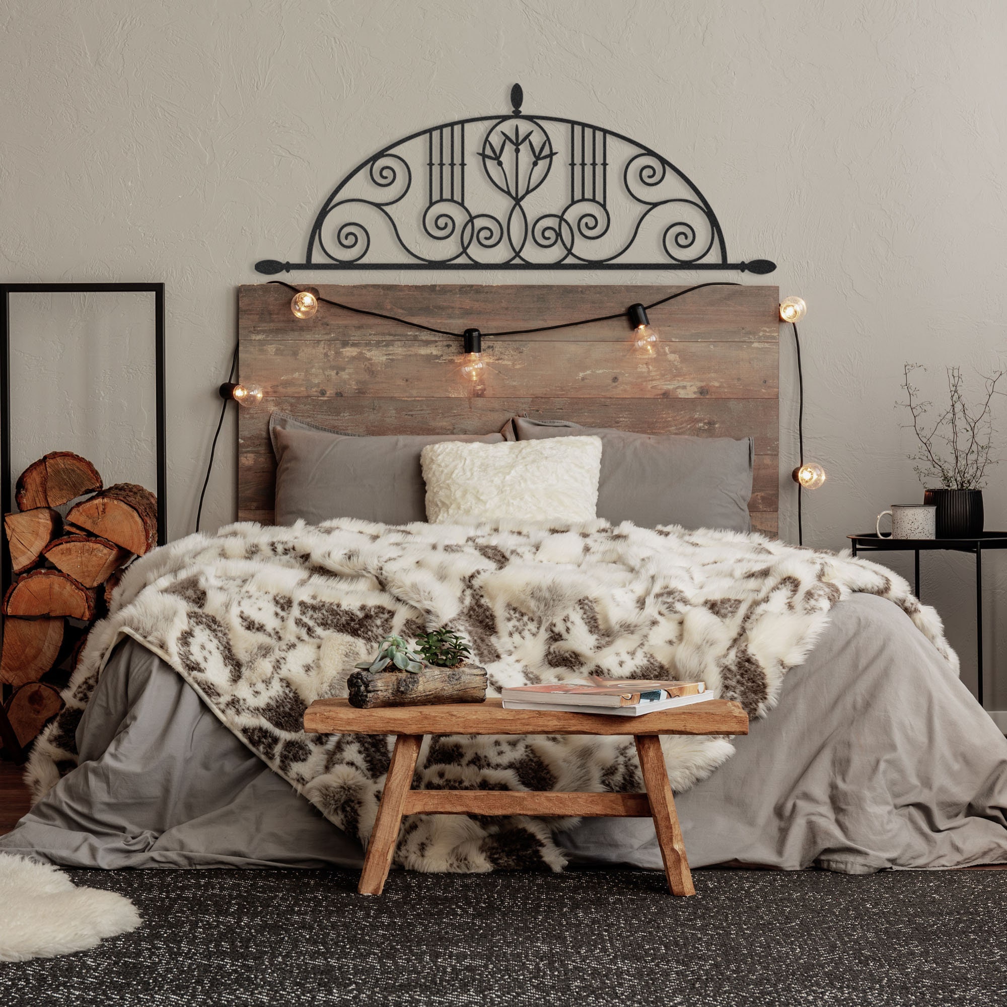 Vintage Metal Headboard Large Metal Wall Decor Rustic Metal Etsy