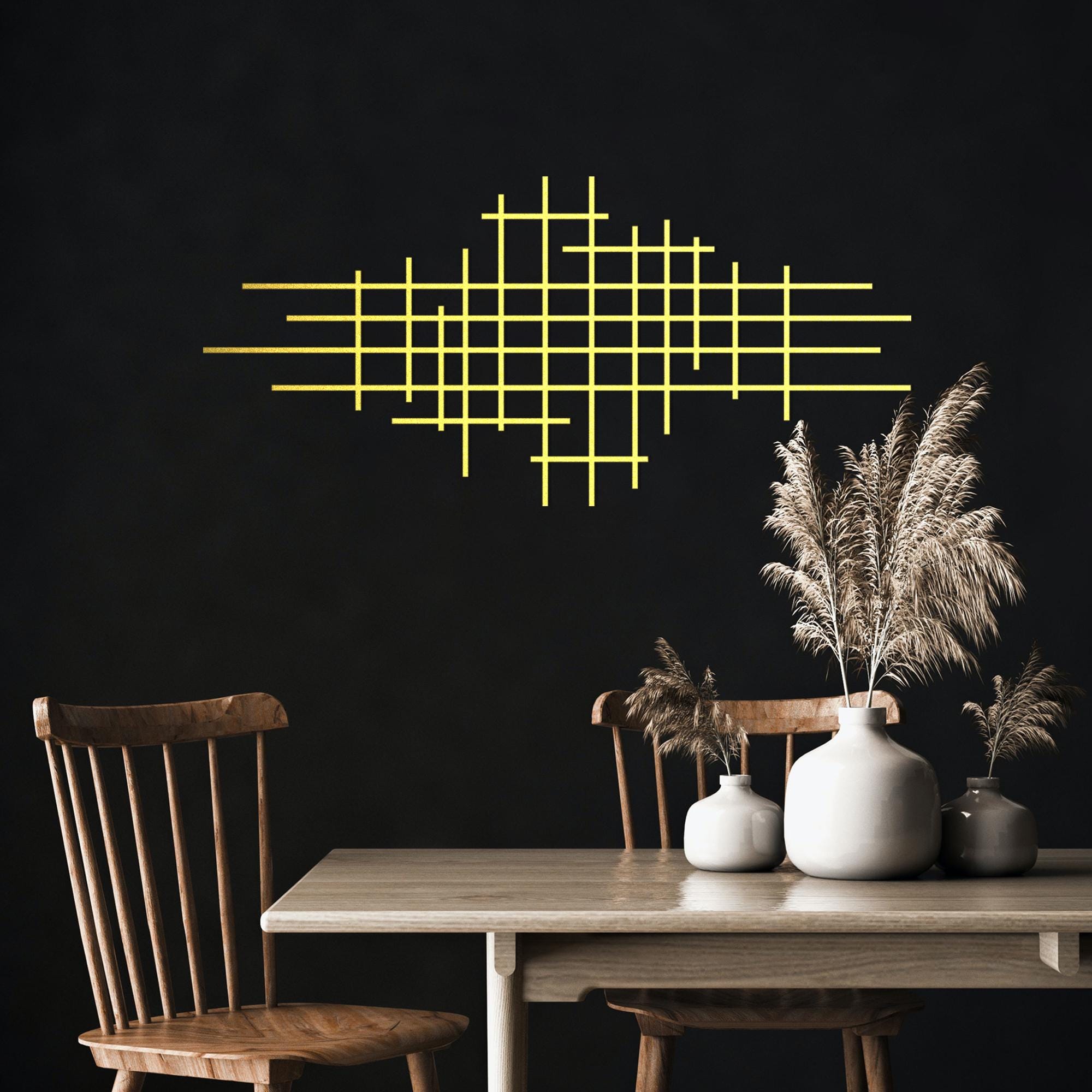 Glamativity 4 Pack Black Abstract Metal Wall Art, Minimalist Décor Single Line Art Wall Decor, 3D Textured Metal Wall Sculptures, For Bedroom Living