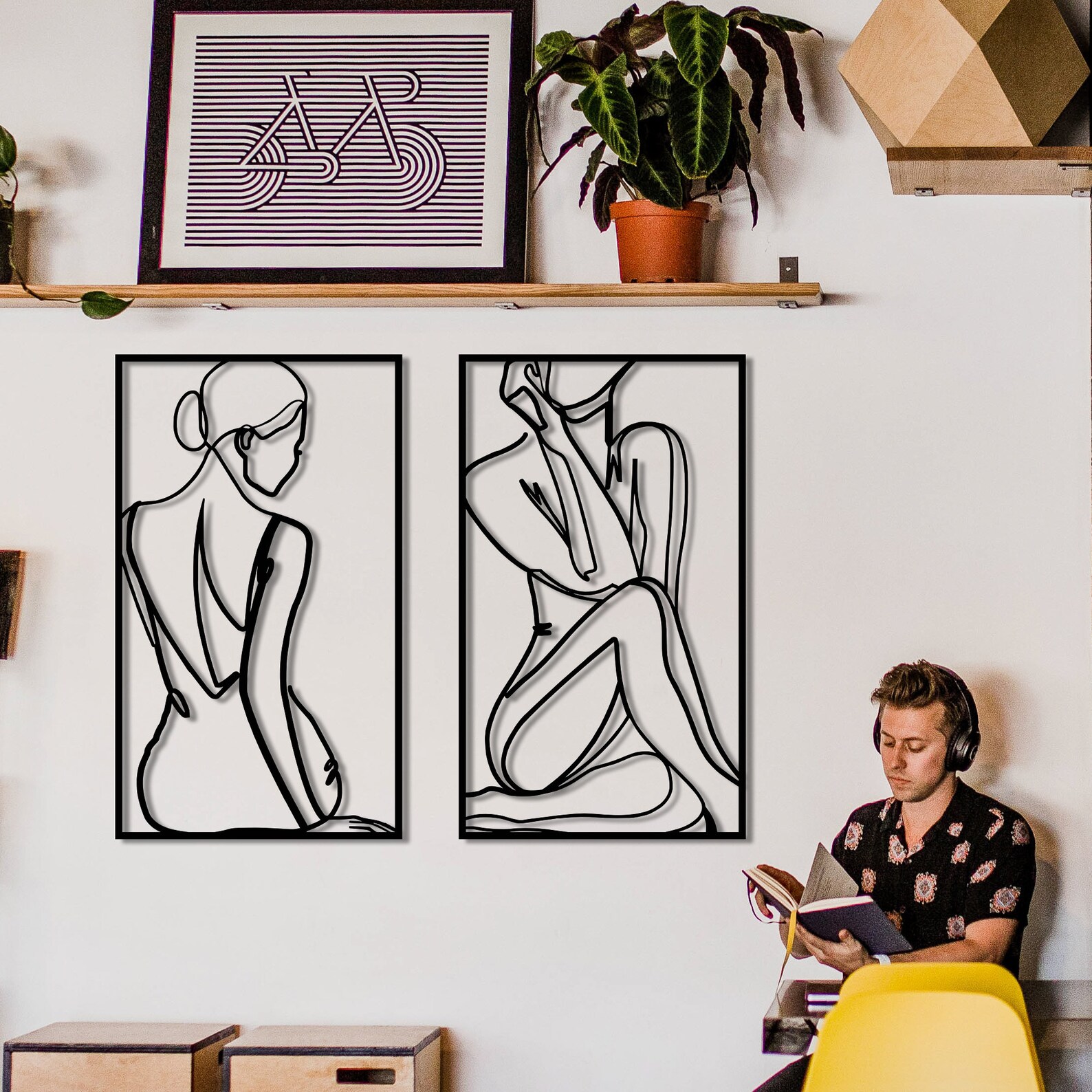 Gold Nude Woman Body Metal Wall Art, Modern Line Art Decor - Etsy