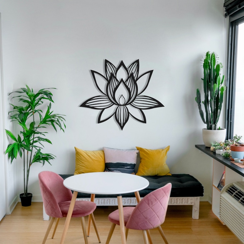 Lotus Flower Metal Wall Art Lotus Flower Wall Decor Large Etsy