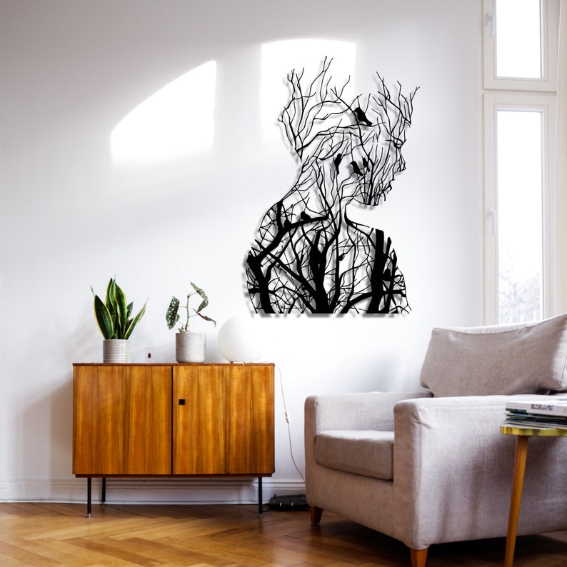 Abstract Woman Face Metal Wall Art Woman Abstract Wall Decor Etsy