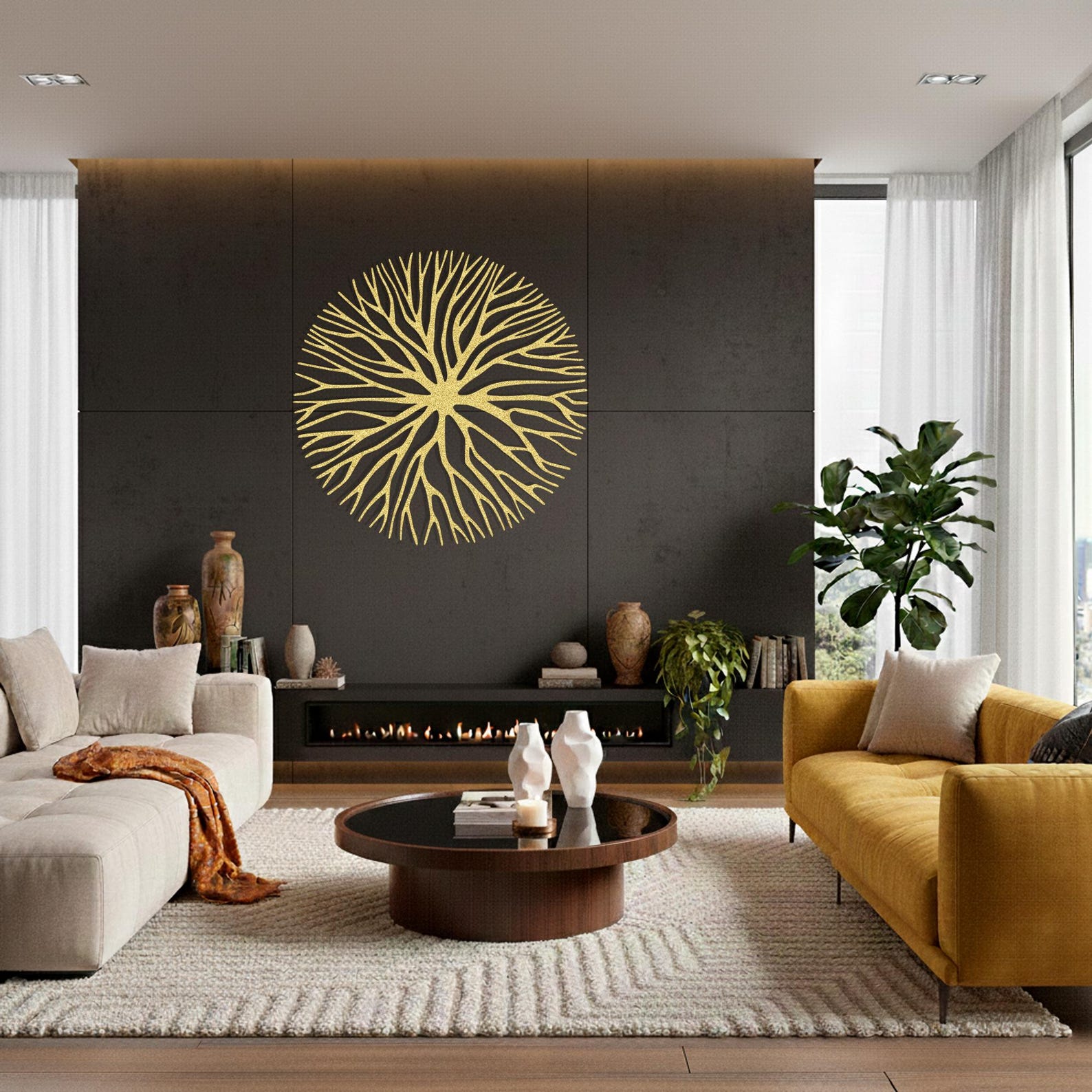 Abstract Tree Metal Wall Art – Modern Circle Nature Sculpture, Steel ...