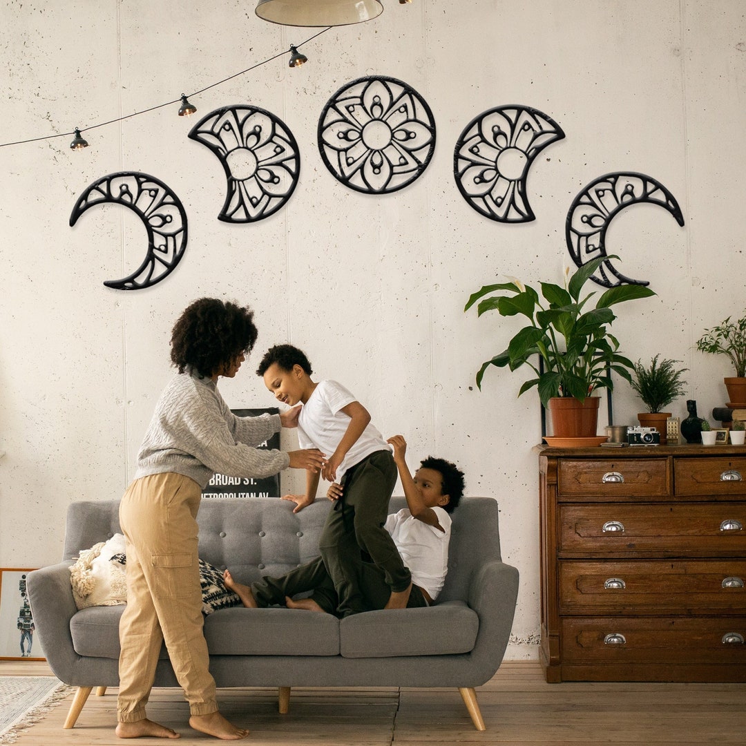 Lunation Metal Wall Art Set - Moon Phase Boho Decor for Housewarming - Etsy