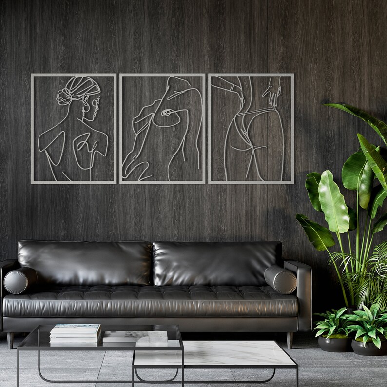 Female Body Metal Wall Art: Modern Line Art Decor, Set of 3 - Etsy