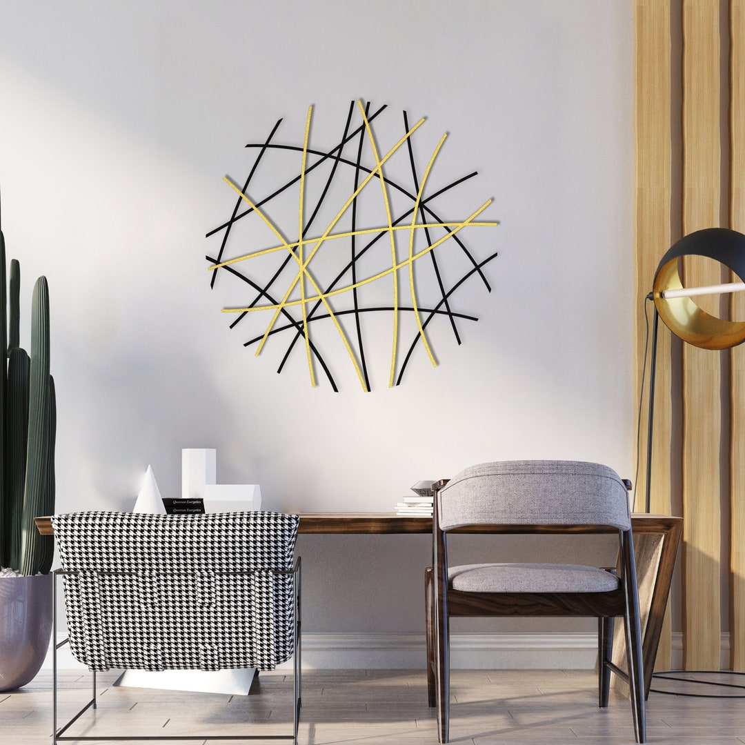 Image showcasing Modern Luxury Style Metal Wall Art, Contemporary Metal Sculpture ...