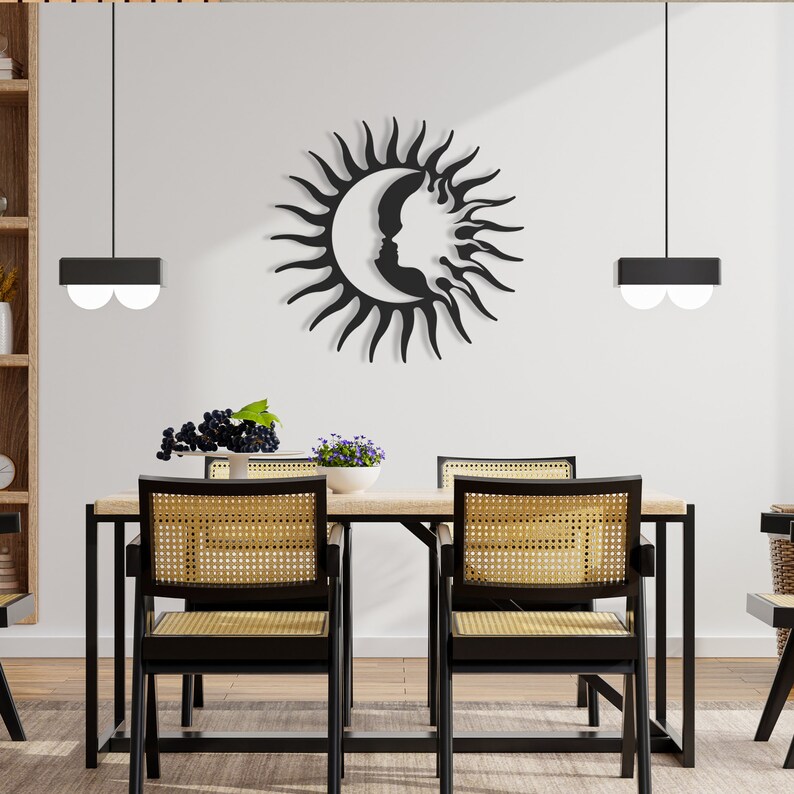 Sun and Moon Metal Wall Art: Boho Home Decor - Etsy