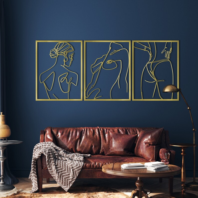 Female Body Metal Wall Art: Modern Line Art Decor, Set of 3 - Etsy
