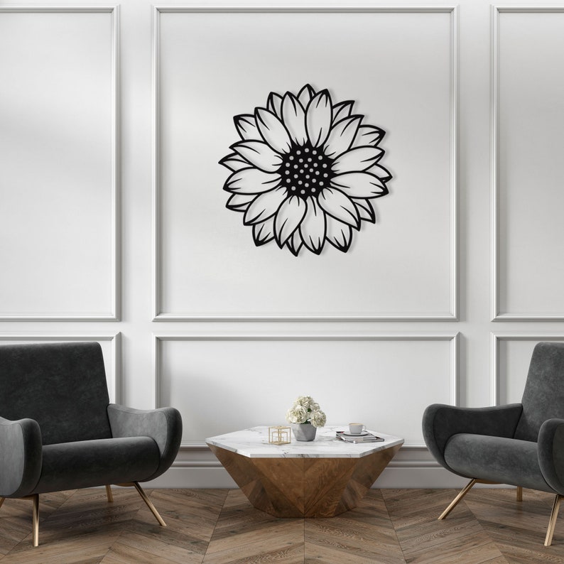 Sunflower Metal Wall Art Flower Wall Art Living Room Wall Etsy
