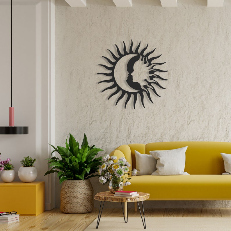 Sun and Moon Metal Wall Art: Boho Home Decor - Etsy