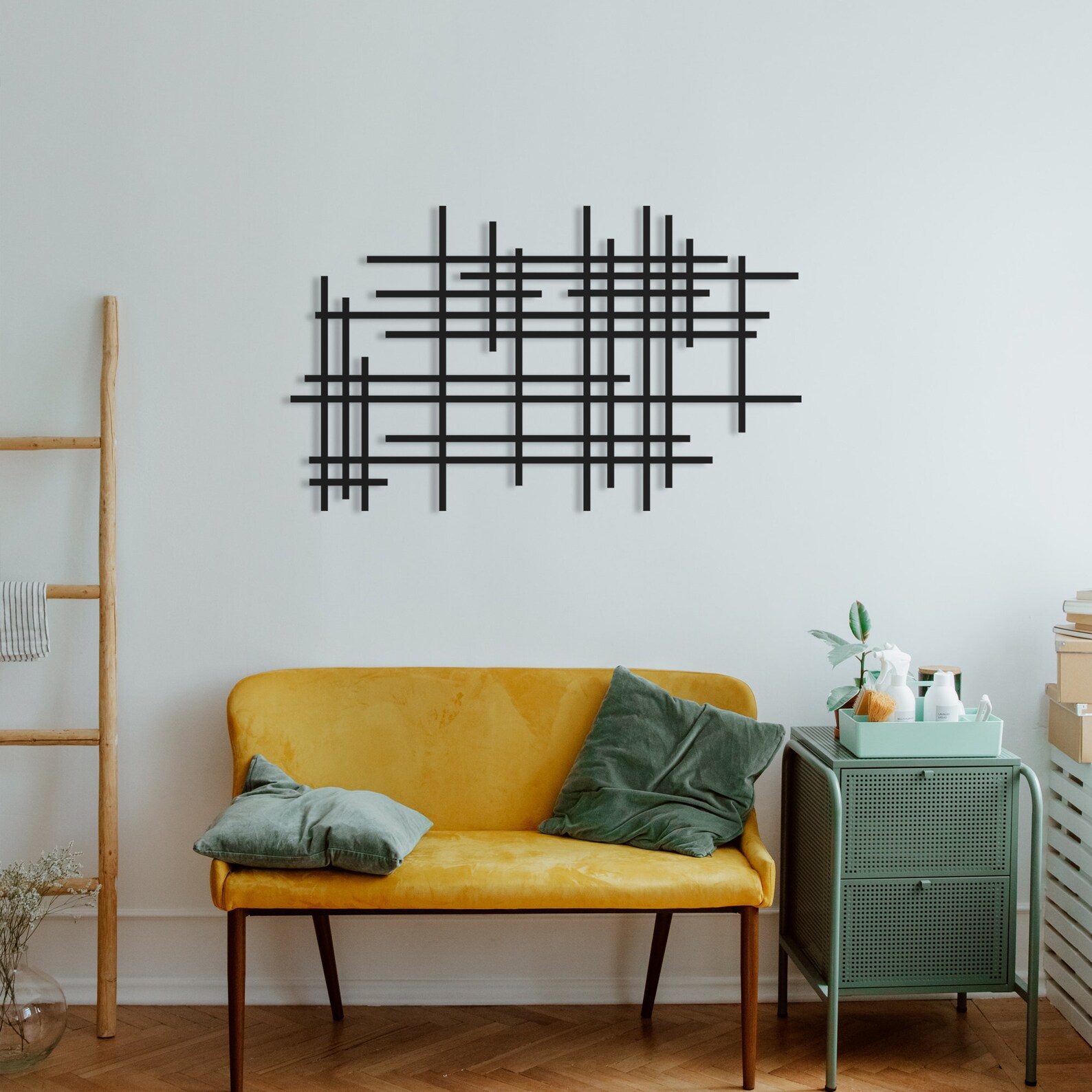 Abstract Line Metal Wall Art Minimalist Metal Wall Decor Etsy