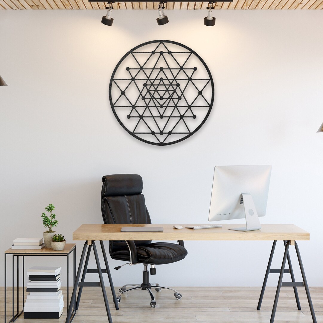 Modern Sri Yantra Metal Wall Art, Chakra Wall Hanging, Sacred Geometry ...