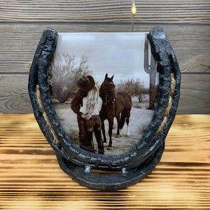 Horseshoe Photo Frame  1-Picture Horseshoe Photo Frame Cowboy Gift Ideas Western Gift Ideas