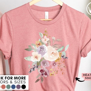 FLORAL 6 - Watercolor Flower Shirt - Trendy Cute Watercolour Floral Tshirt, Mothers Day Arrangement Bouquet T-Shirt, Spring Springtime Tee