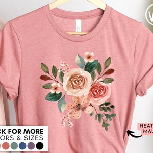 FLORAL 2 - Watercolor Flower Shirt - Trendy Cute Watercolour Floral Tshirt, Mothers Day Arrangement Bouquet T-Shirt, Spring Springtime Tee