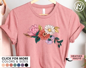 FLORAL 4 - Watercolor Flower Shirt - Trendy Cute Watercolour Floral Tshirt, Mothers Day Arrangement Bouquet T-Shirt, Spring Springtime Tee