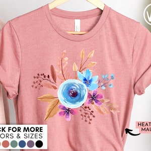 FLORAL 9 - Watercolor Flower Shirt - Trendy Cute Watercolour Floral Tshirt, Mothers Day Arrangement Bouquet T-Shirt, Spring Springtime Tee