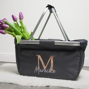 Personalisierter Einkaufskorb mit Monogramm Einkaufstasche Shopper Geschenkidee für Sie Hochzeit, Valentinstag, Muttertag Bild 1