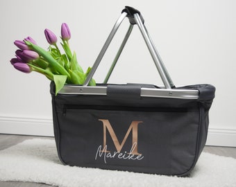 Personalisierter Einkaufskorb mit Monogramm | Einkaufstasche Shopper |  Geschenkidee für Sie | Hochzeit, Valentinstag, Muttertag