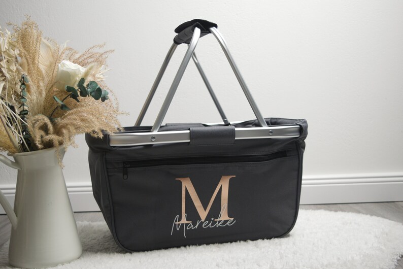 Personalisierter Einkaufskorb mit Monogramm Einkaufstasche Shopper Geschenkidee für Sie Hochzeit, Valentinstag, Muttertag Bild 6