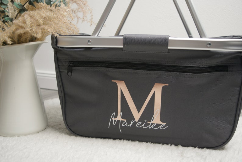 Personalisierter Einkaufskorb mit Monogramm Einkaufstasche Shopper Geschenkidee für Sie Hochzeit, Valentinstag, Muttertag Bild 3