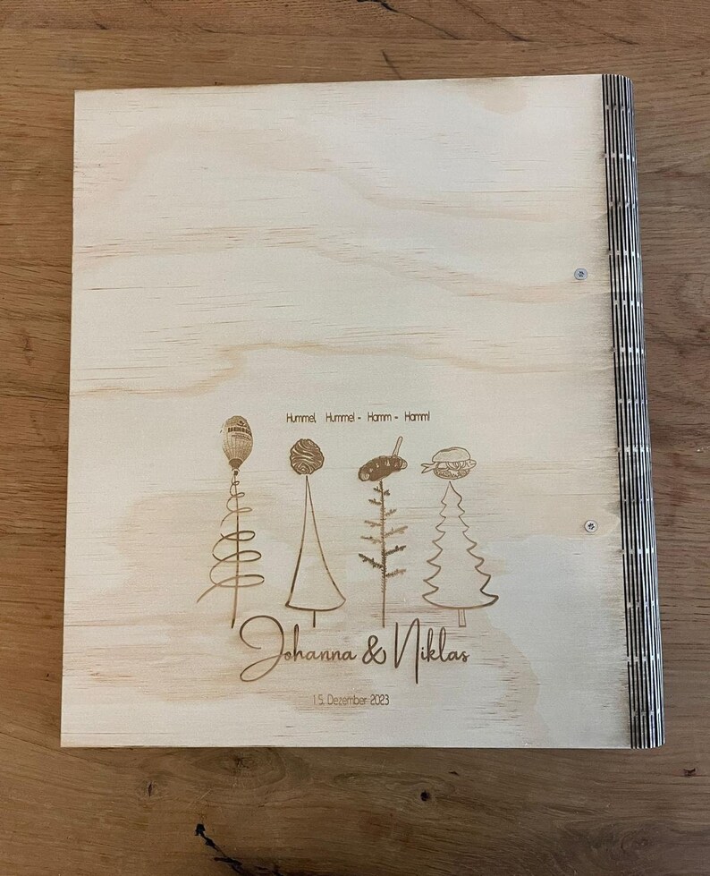 Kochbuch aus Holz, personalisierbar, Rezeptbuch, Rezeptordner, laser cut, individueller Gravur, A4 A5 image 4