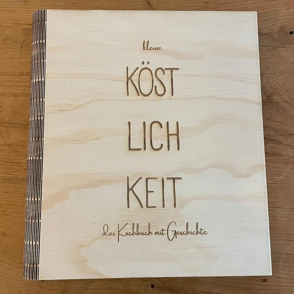 Kochbuch aus Holz, personalisierbar, Rezeptbuch, Rezeptordner, laser cut, individueller Gravur, A4 A5