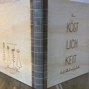 Kochbuch aus Holz, personalisierbar, Rezeptbuch, Rezeptordner, laser cut, individueller Gravur, A4 A5 image 2