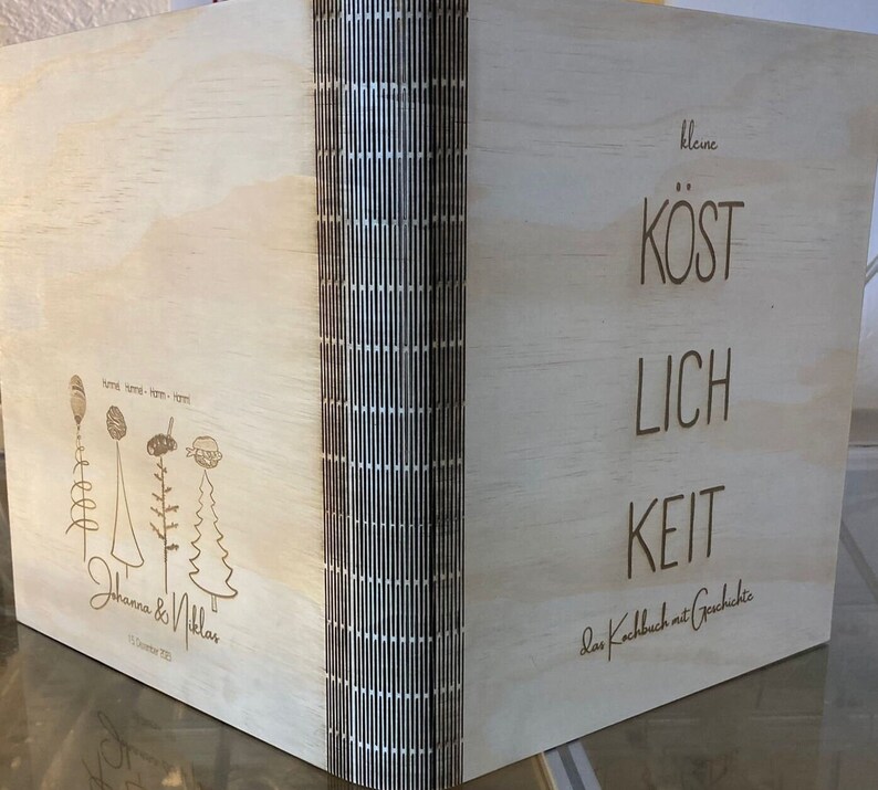 Kochbuch aus Holz, personalisierbar, Rezeptbuch, Rezeptordner, laser cut, individueller Gravur, A4 A5 image 2