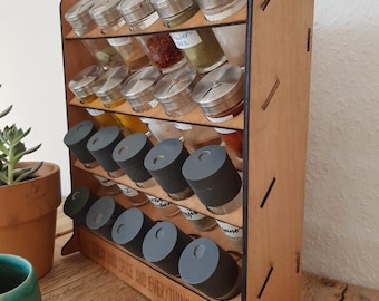 Plantilla de especiero cortada a láser: Organizador de cocina SVG DXF (descarga digital)