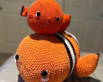 Crochet Plushie Pattern Nemo inspired Clownfish Beginner friendly Pattern