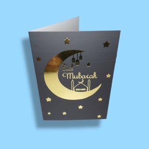 Luxury Eid Mubarak Gold and Black Foiled Cards- A6, Comes With Luxury Envelope- READ DESCRIPTION