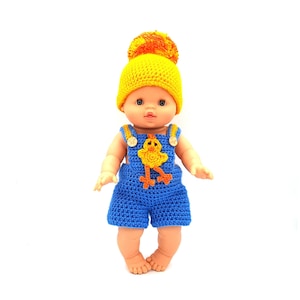 Crochet Pattern for Hat and Overalls for Paola Reina Gordi 34 cm and similar dolls.