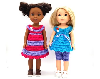 Crochet Pattern for Dress, top and pants for Wellie Wishers (14,5”), Hearts For Hearts Girls(14”) and similar Dolls (14-14,5”)