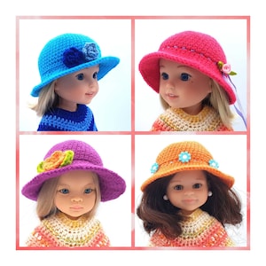 Crochet Pattern for Hats  in 2 sizes for Dolls like Paola Reina, Wellie Wisher and similar dolls.