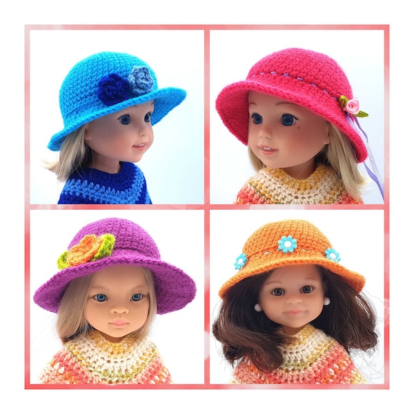 Crochet Pattern for Hats  in 2 sizes for Dolls like Paola Reina, Wellie Wisher and similar dolls.
