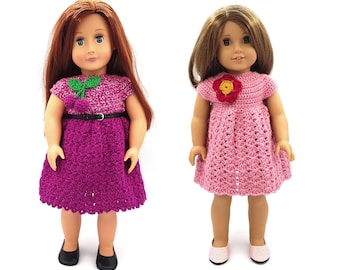 Crochet Pattern for 2 Dresses for 18-inch dolls like Our Generation, Maplelea Girl and other similar dolls.