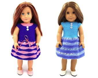 Crochet Pattern for Two Summer Dresses for 18-inch dolls like Our Generation, Maplelea Girl and other similar dolls.