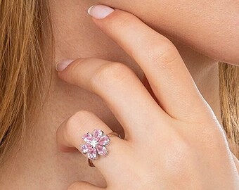 Echt 925 Sterling Silber Perle Schmuck Magnolie Blume Ringe für Frauen Geschenk