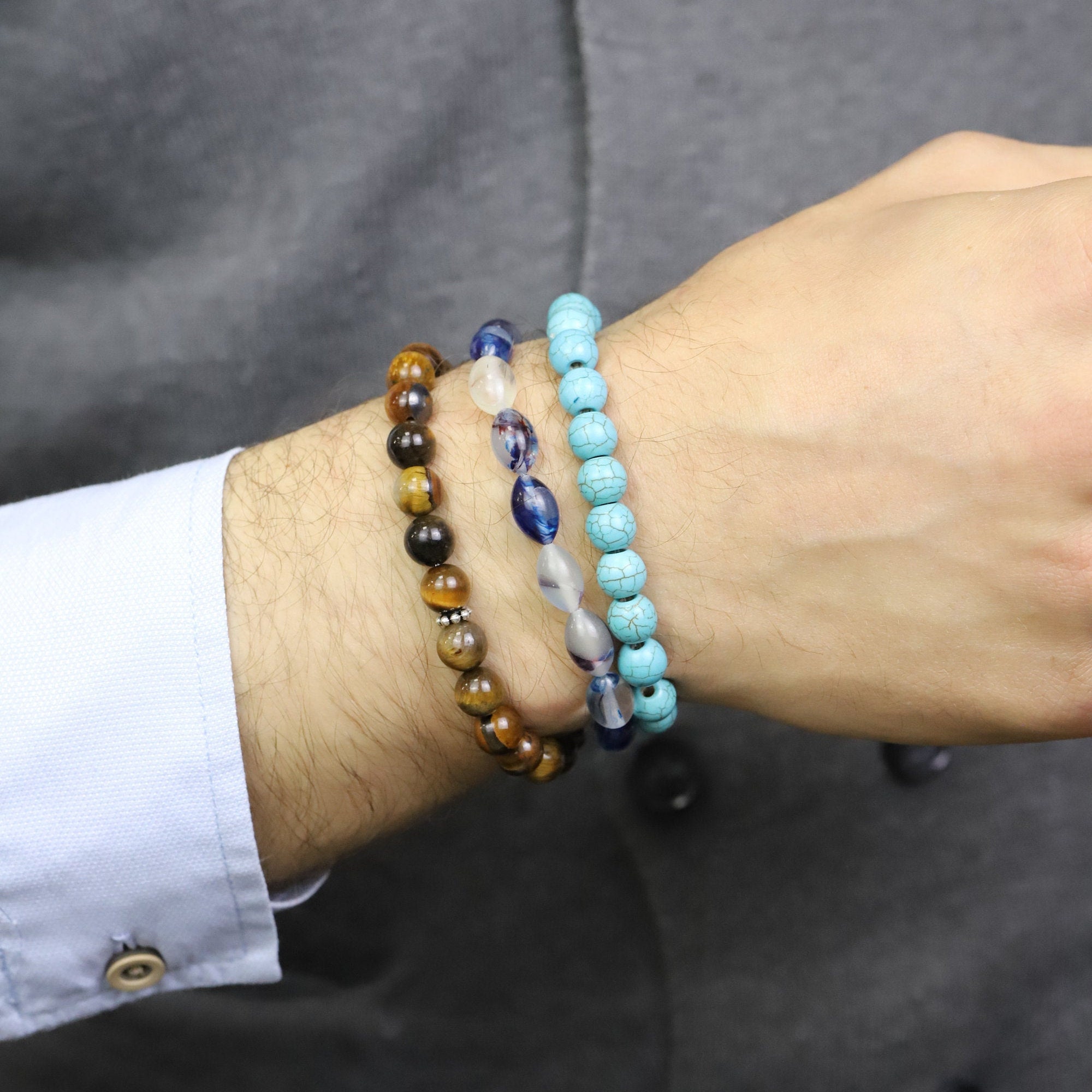 Custom Cats Eye Bracelet Simple Beaded Bracelet For Man Etsy