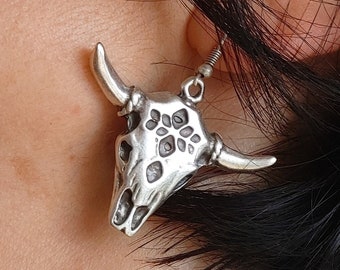 R47 Bull Ox SKULL Earrings, Western Cowboy Jewelry