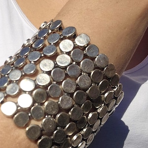 B26 Wide Dotted Flexible Cuff Bracelet, Statement Dainty Chunky Bangle